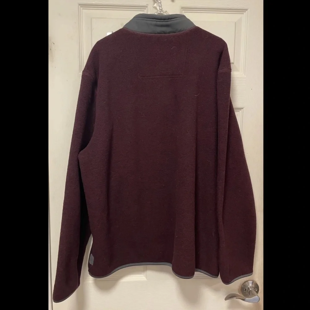 GH Bass And Co Mens XXL Pullover Fleece 3 Button Front Soft Long Sleeve Burgundy